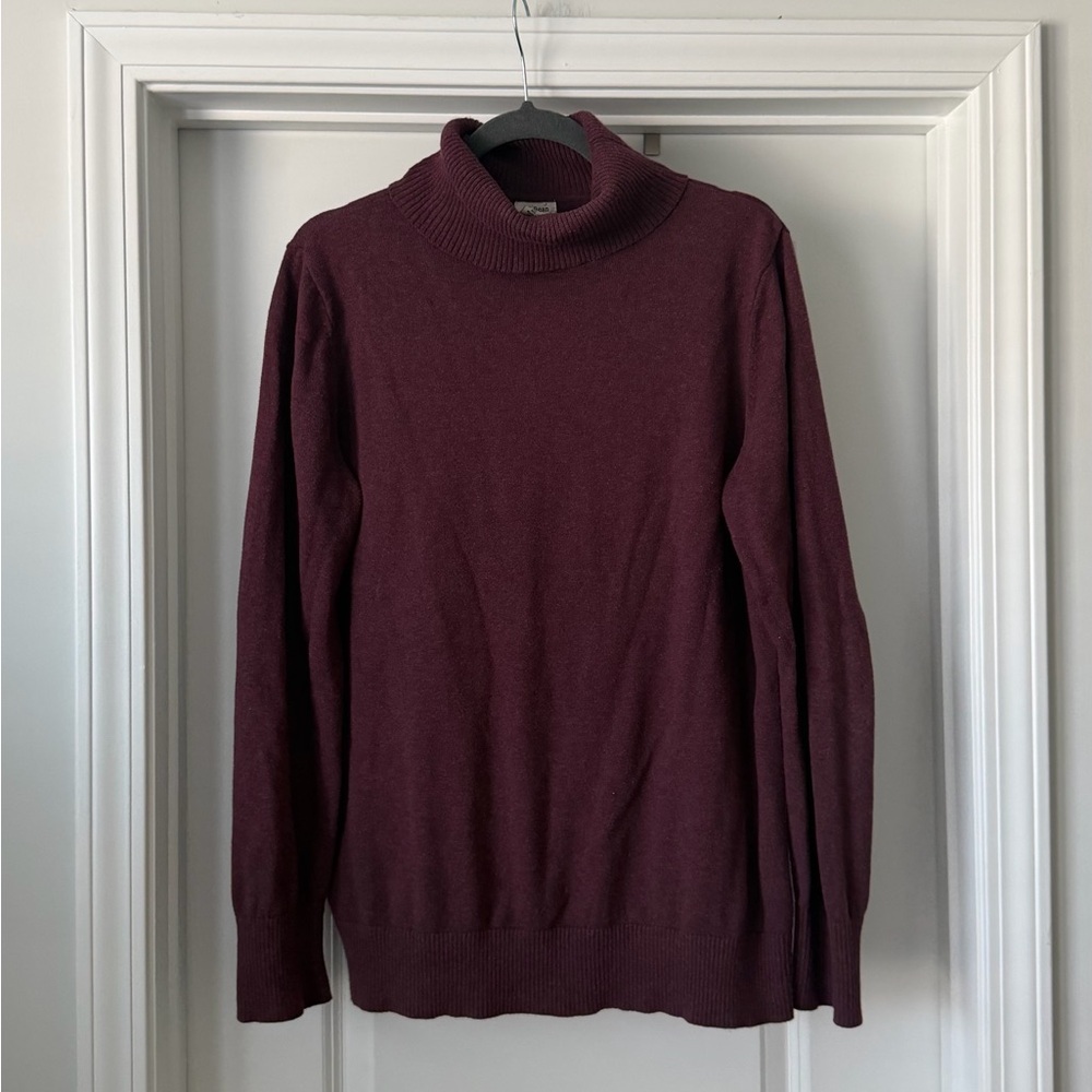 LL Bean Burgundy Cashmere Cotton Blend Turtleneck